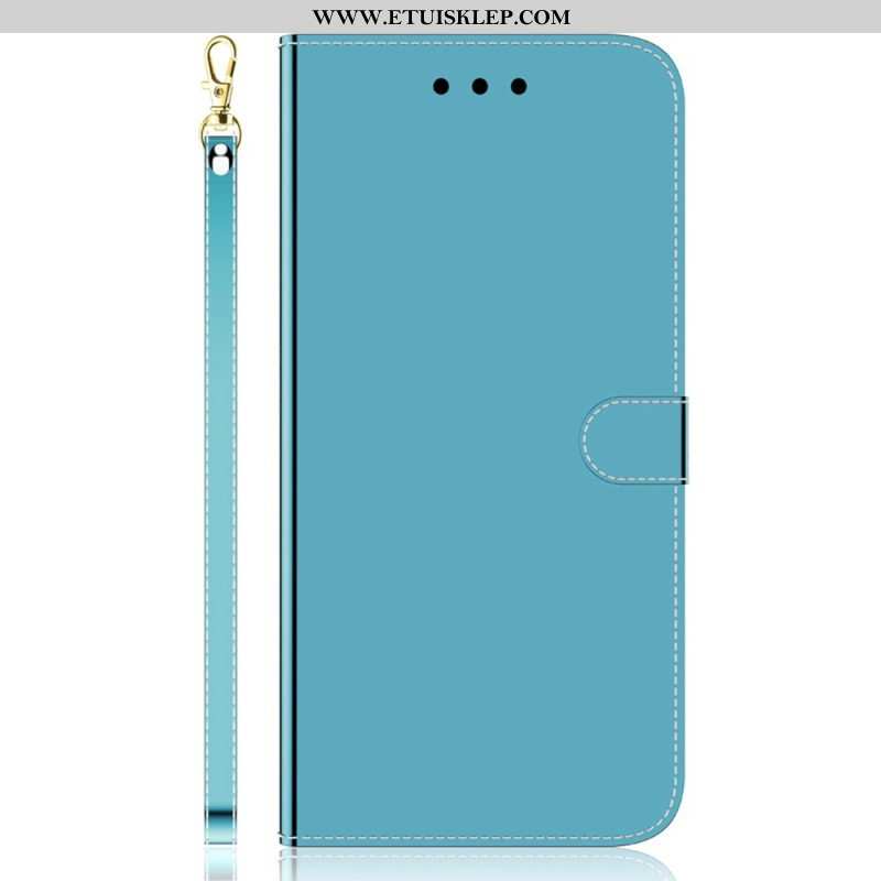 Etui Folio do iPhone 14 Pro Max Osłona Lusterka Ze Sztucznej Skóry